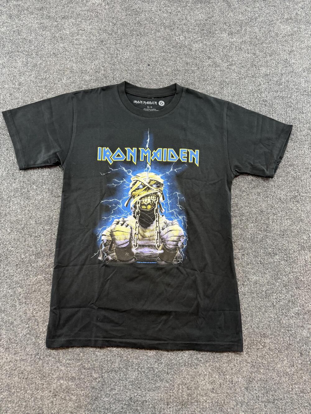 Iron Maiden Shirt Mens Small Black Eddie Mummy Lightning Graphic Band Tee